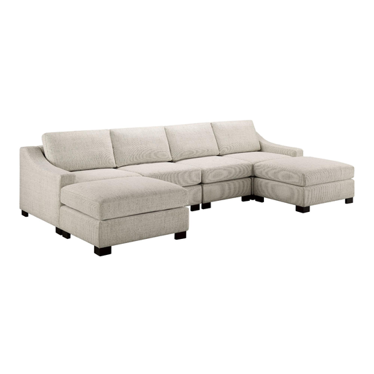 Cream Slope Arm Hayes 6 Piece Modular Sofa With Ottomans by World Market