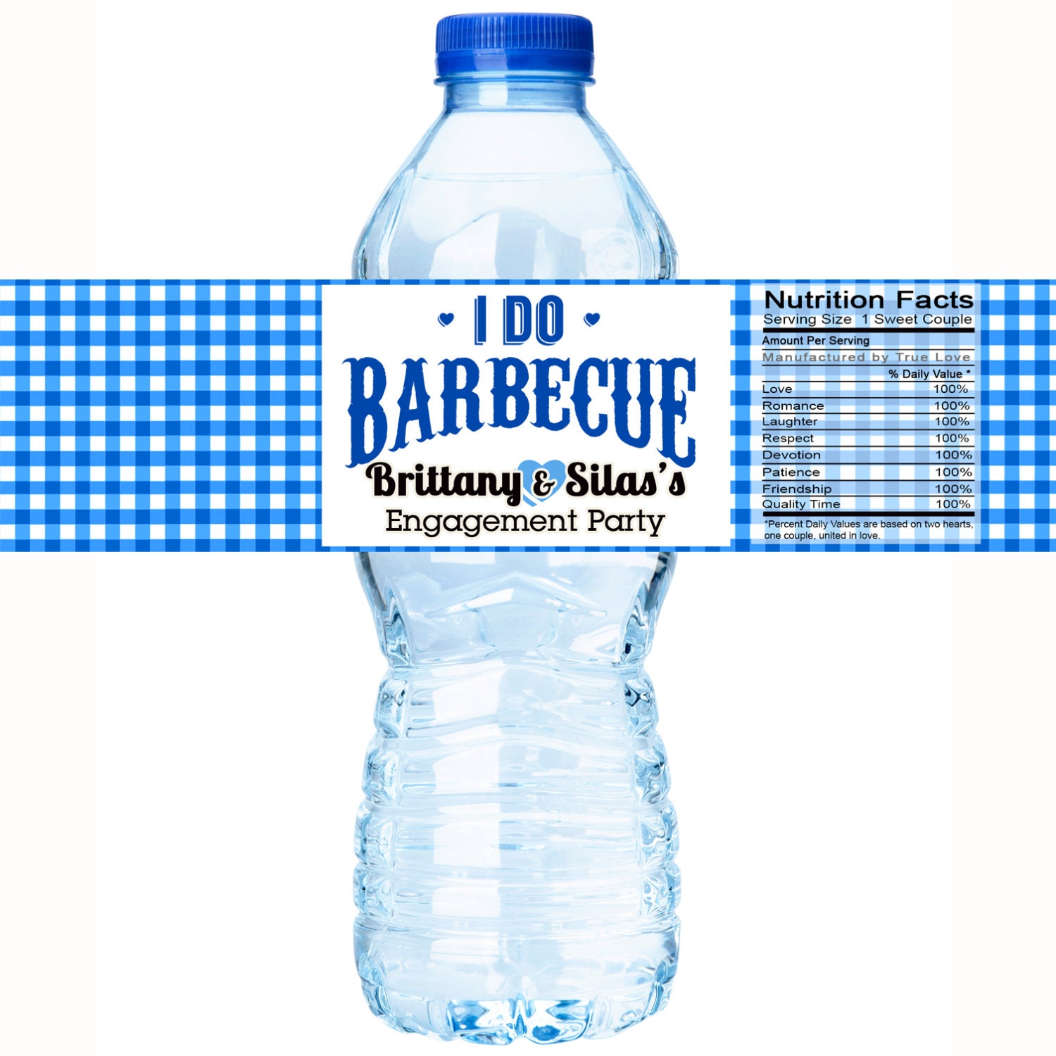 30 Water Bottle Labels, I Do Bbq, Engagement Party Wedding, Bachelorette, Bridal Shower, Customizable Personalized Labels - Do Bbq Blue