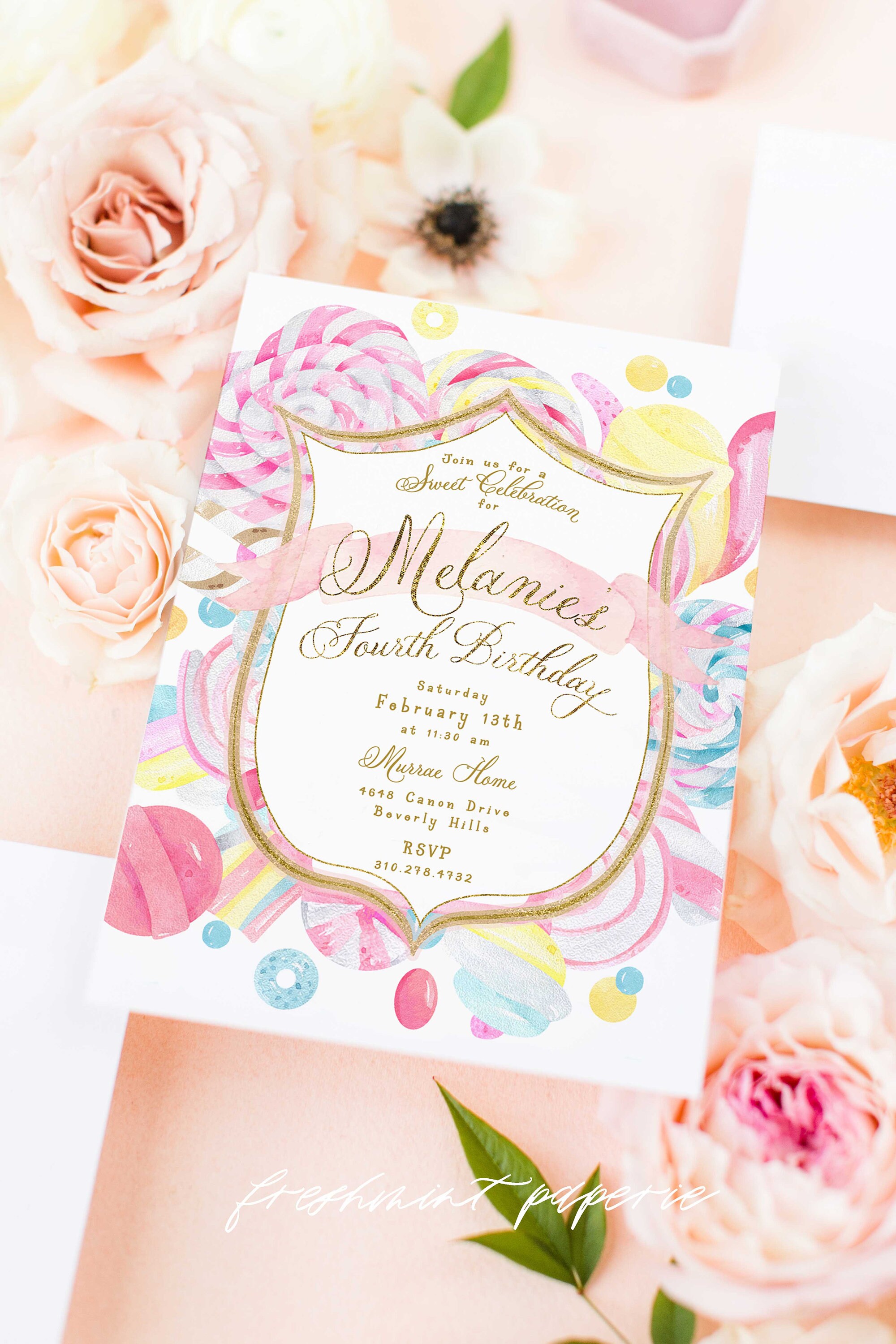 Candy Land Invitation - Birthday Invitation Sweets Party Invite Sweet Celebration