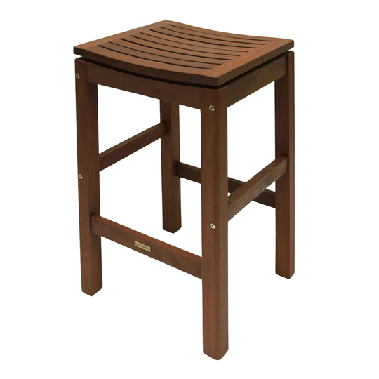 Eucalyptus Wood Backless Oreton Outdoor Patio Barstools Set Of 2: Brown by World Market