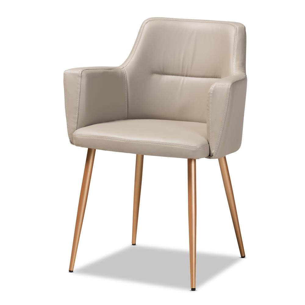Baxton Studio Martine Contemporary/Modern Polyester/Polyester Blend Upholstered Dining Arm Chair (Metal Frame) in Off-White | 160-10512-LW
