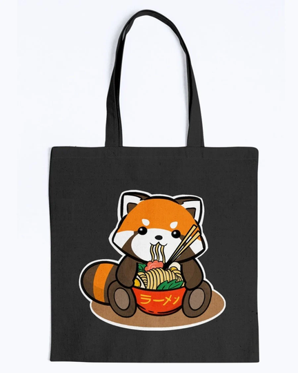 Red Panda Eating Ramen Tote Bag, Lover Gift, Co Worker Office Gifts, Gifts