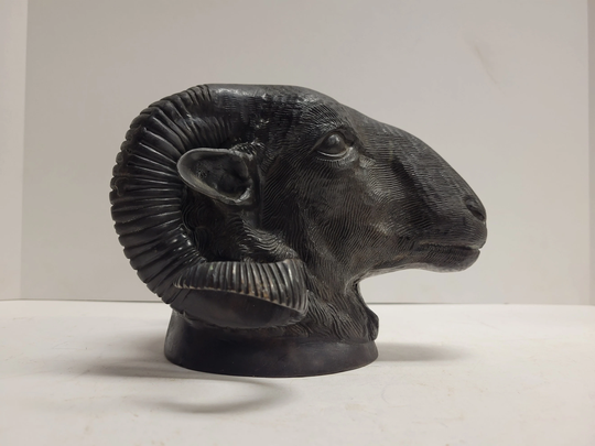 Antique, Late 19Th/Early 20Th Century Cast Bronze Of A Ram's Sheep Head, Wall Mount Or Table Top