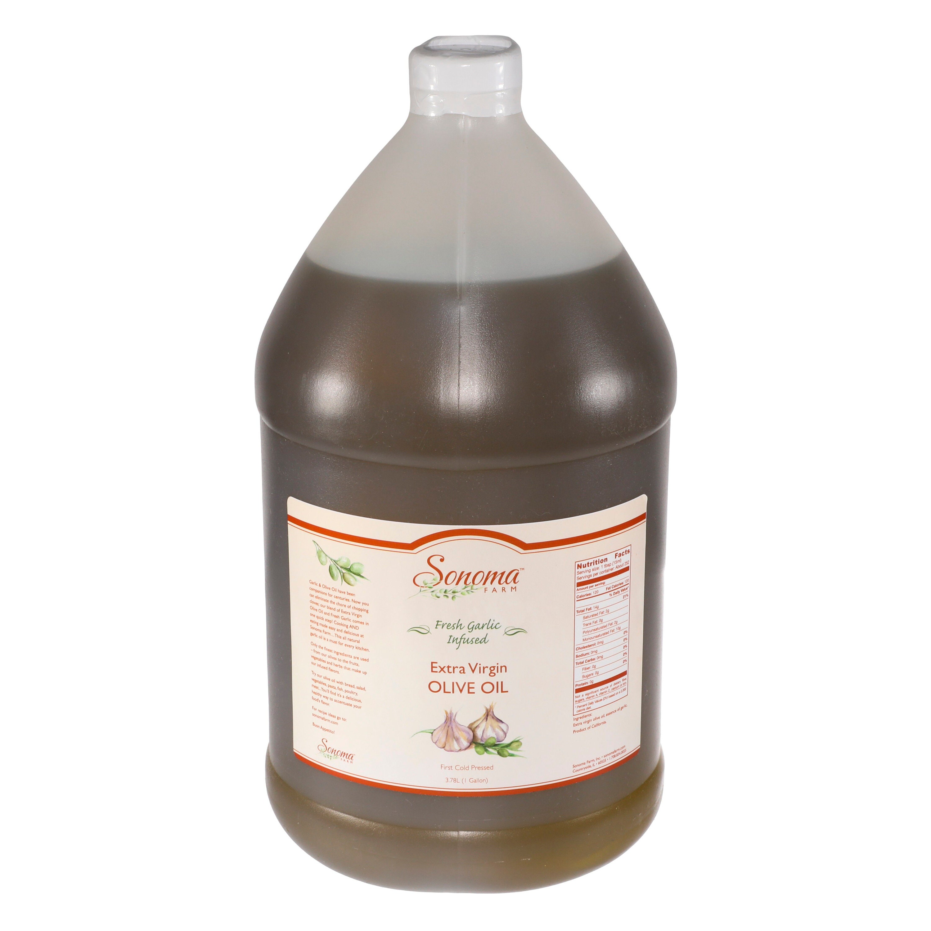 Garlic Infused Extra Virgin Olive Oil Bulk 1 Gallon/3.8 Liter 128Oz -Food Service Size