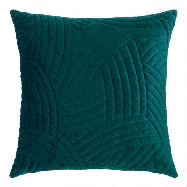 Quilted Wave Velvet Throw Pillow by World Market