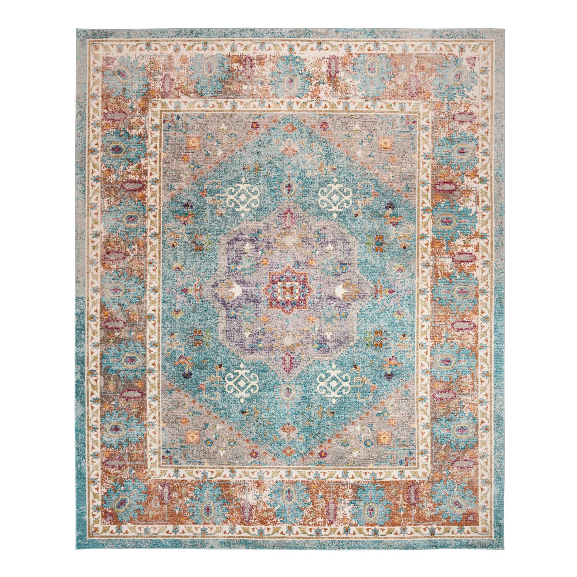 Blue And Cream Medallion Harper Area Rug - Polypropylene - 6' x 9' by World Market