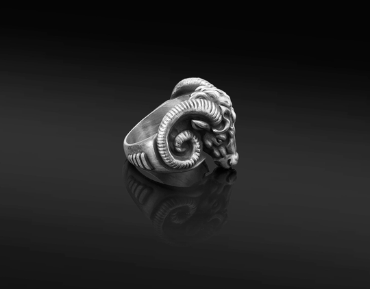 sterling Silver Aries Ring, Zodiac Jewelry, Gift, Gift For Aries, Ram Head Her