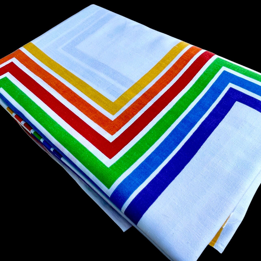 Vintage 1980's Lady Pepperell Twin Size Rainbow Flat Sheet