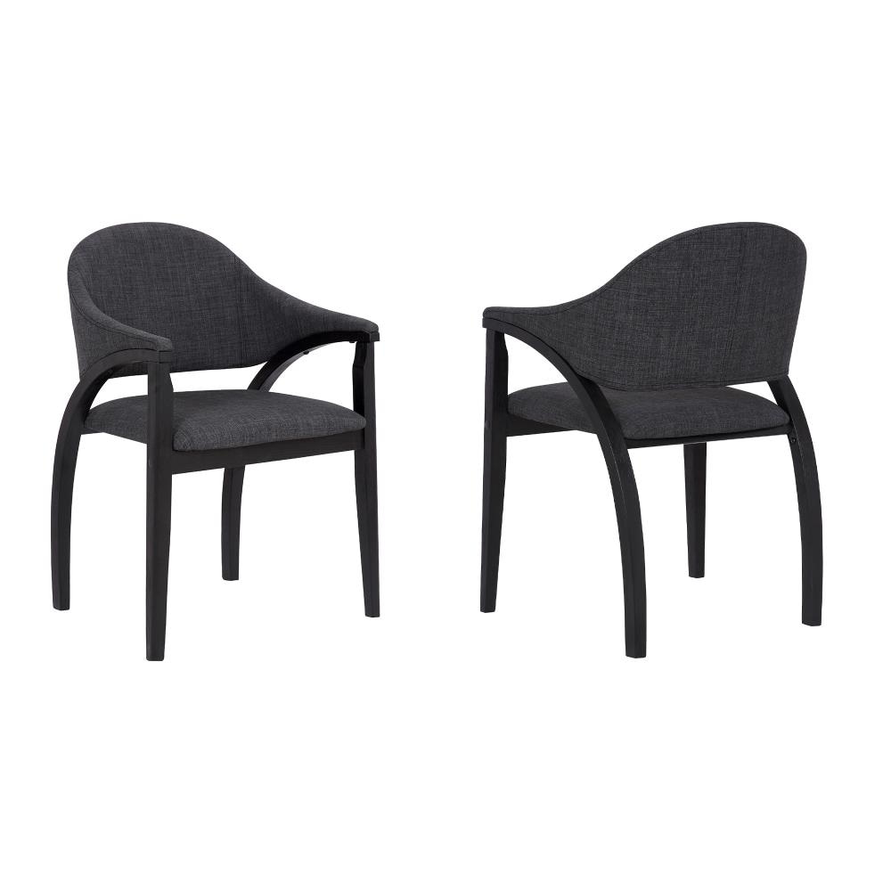 Armen Living Meadow Contemporary/Modern Polyester/Polyester Blend Upholstered Dining Arm Chair (Wood Frame) in Black | LCMWCHBLCH