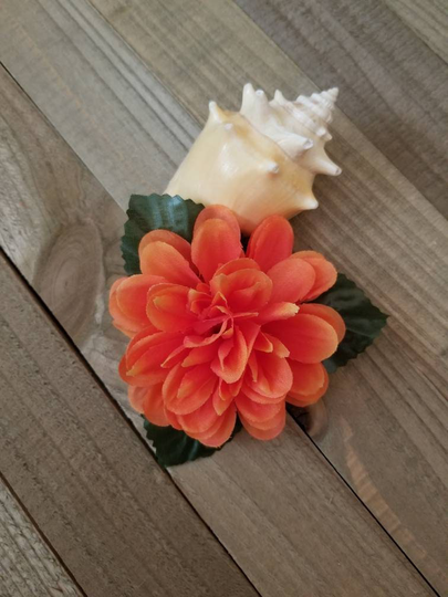 Orange Dahlia Hair Clip, Marigold Orange Flower Spring Hairclip, Accessory, Wedding Clip