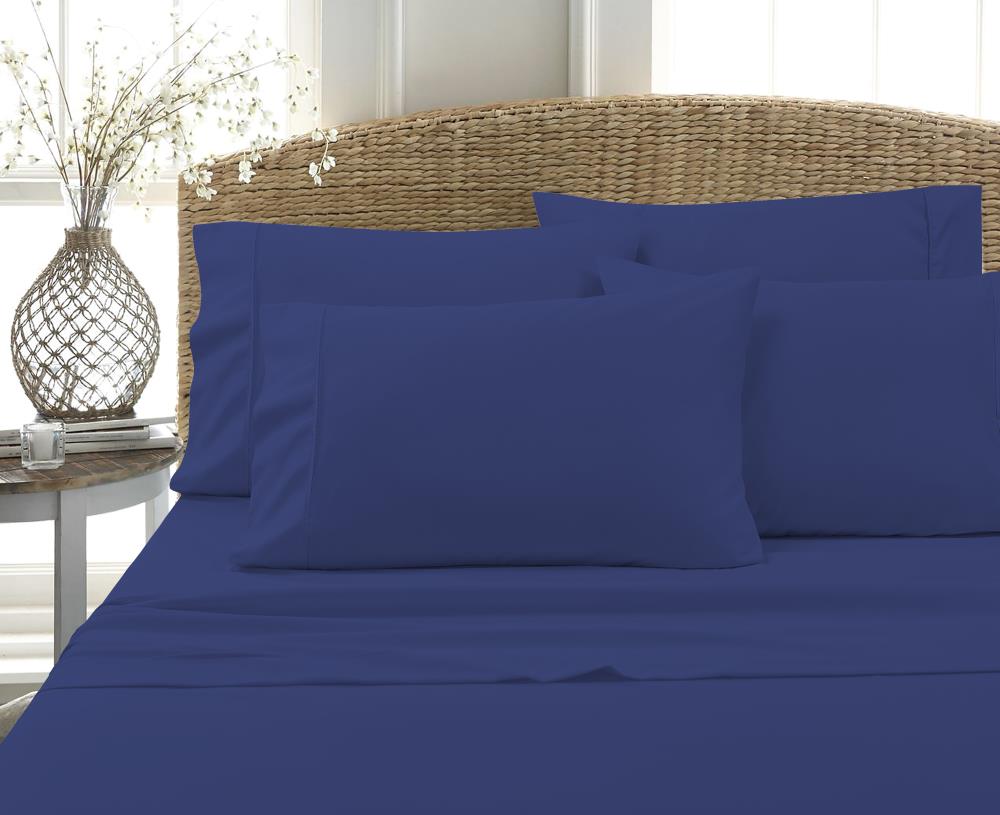 MHF Home King Cotton Blend 6-Piece Bed Sheet Polyester in Blue | M582455