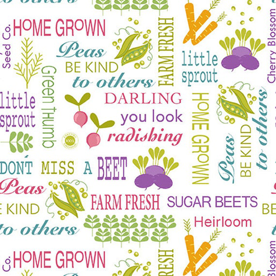 Planted With Love 10152-09 Words Of Seeds White By Cherry Guidry Contempo Studios For Benartex