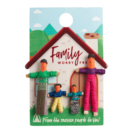 Mayan Worry Doll Family Magnets 4 Pack: Blue/Multi - Cotton by World Market