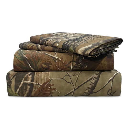 REALTREE Realtree All Purpose Queen 180-Thread Count Cotton Blend Camo Bed Sheet in Brown | 07175300012RT