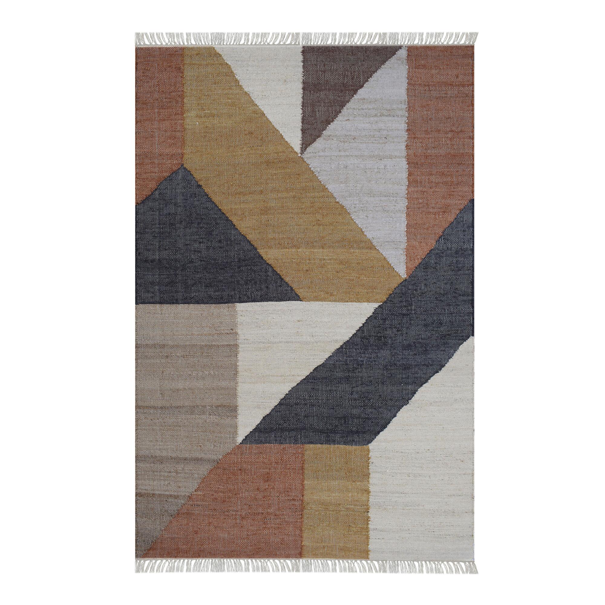 Multicolor Geometric Jute Kilim Jada Area Rug - 5' x 8' by World Market