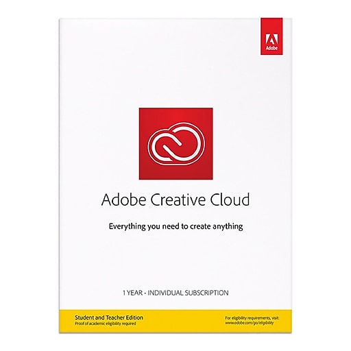Adobe Creative Cloud for Windows/Mac (1-User) [Download, 1-Year Student & Teacher Subscription]
