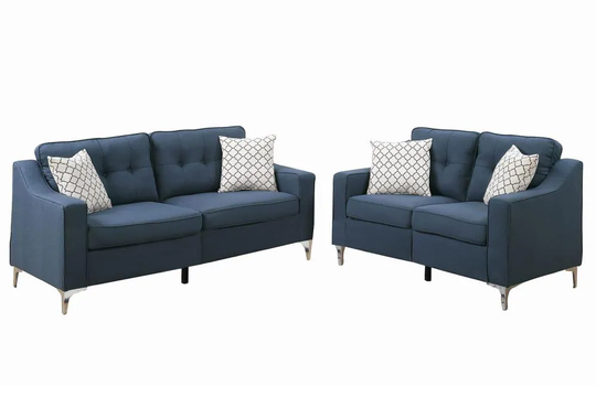 Poundex Masacci Modern 2-Piece Polyester/Polyester Blend Navy Living Room Set in Blue | F6893