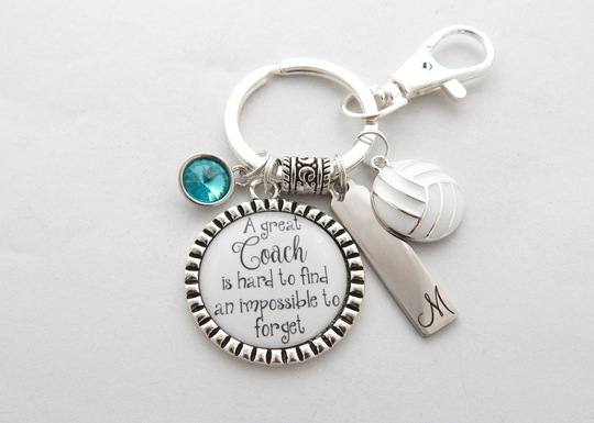 Coach Gift-Custom Volleyball Keychain-Senior Night Volleyball Gift-From Team-Sports Coach Jewelry-Soccer-Basketball