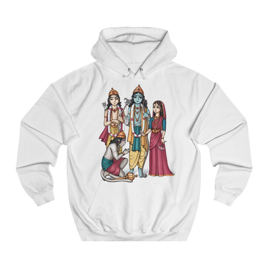 Sita Ram Lakshman Hanuman Premium Cotton Hoodie, Lord Ramachandra Hoody - Rasika Designs