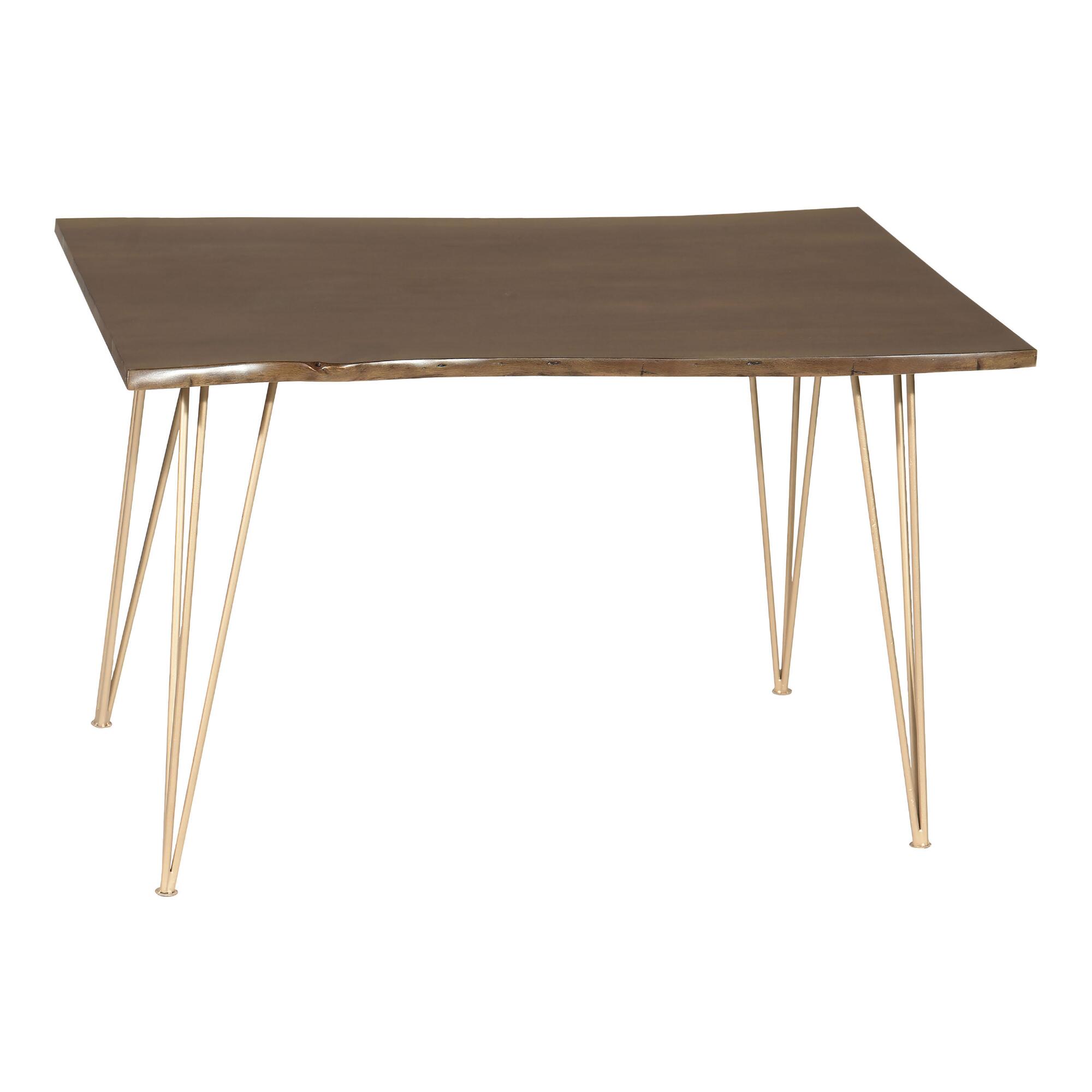 Live Edge Acacia Wood and Gold Hairpin Madison Dining Table by World Market