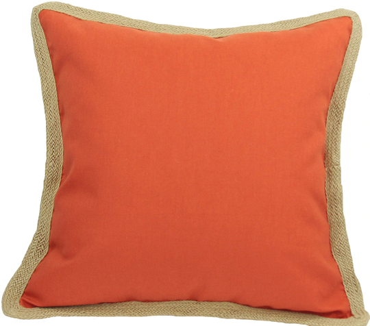 MANOR LUXE Classic Jute Trim 20-in x 20-in Pumpkin Cotton Blend Indoor Decorative Pillow in Orange | ML1113082020PUMPKINF