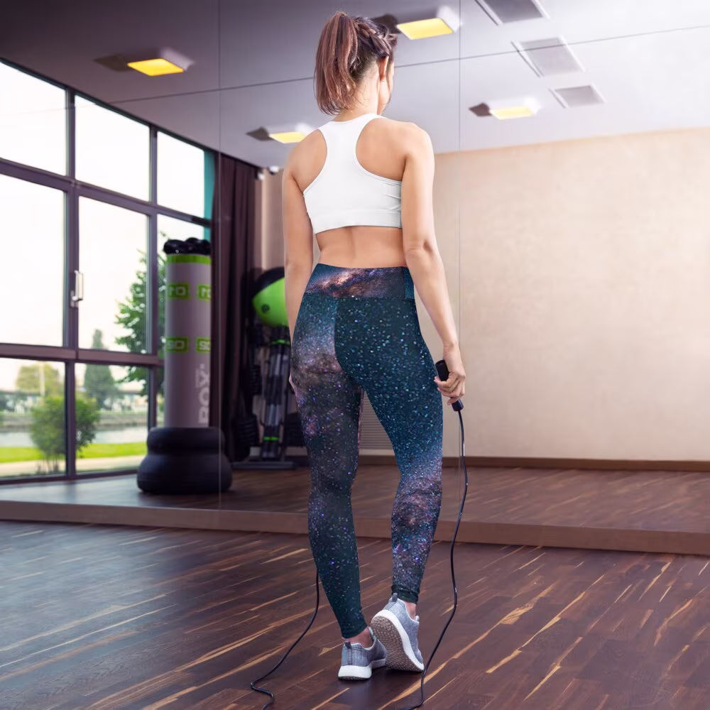 stunning Deep Indigo Milky Way Yoga Leggings By Productive Slacker