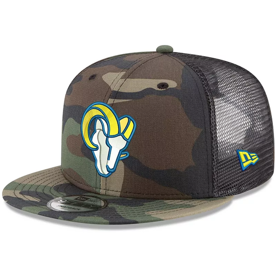 Men's New Era Camo Los Angeles Rams Alternate Logo Woodland 9FIFTY Snapback Hat, LAR Green