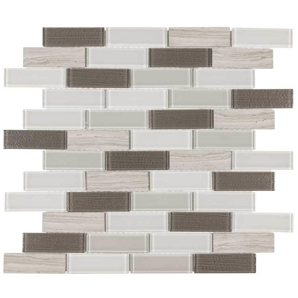 Elida Ceramica Highlight Linear Blend 12-in x 12-in Glossy Glass; Stone Wall Tile | HLGLATBLD1214