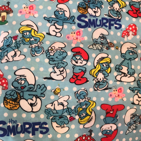 56" Smurfs Poly Cotton Blend Fabric