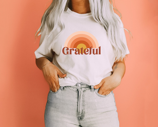 Grateful Shirt, Inspirational Christian Women's Kindness Shirts, Cross, Thankful Blessed