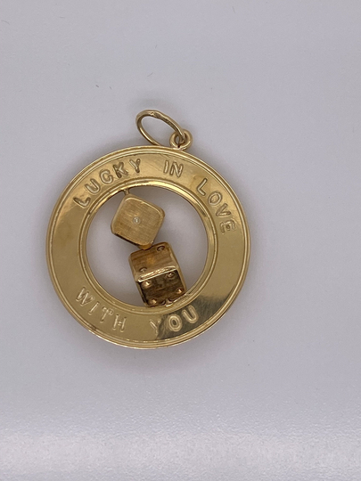 Vintage 14K Yellow Gold Lucky in Love Dice Charm