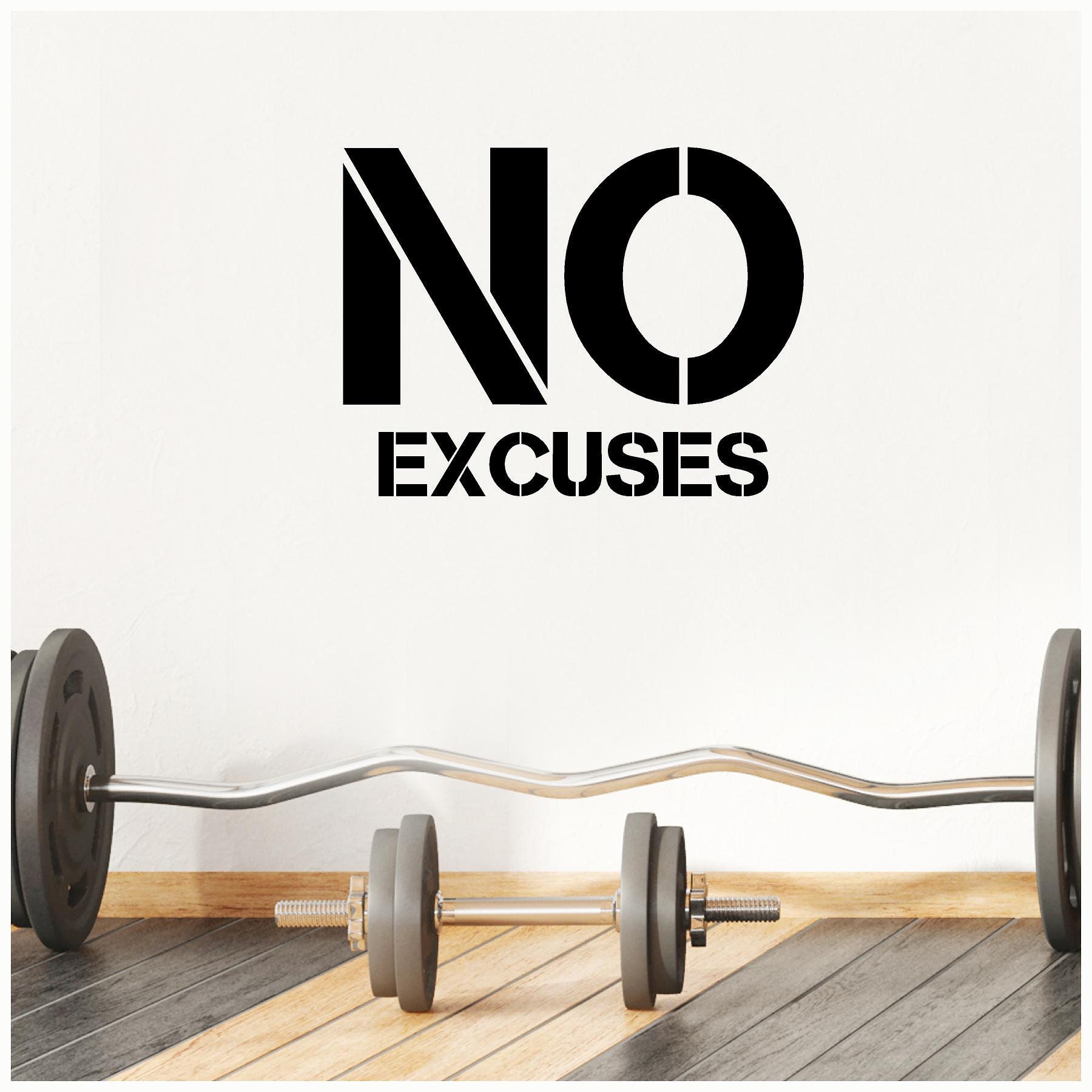 No Excuses - Bold Motivational Quote Vinyl Lettering Wall Decal Removable Sticker Laptop Words