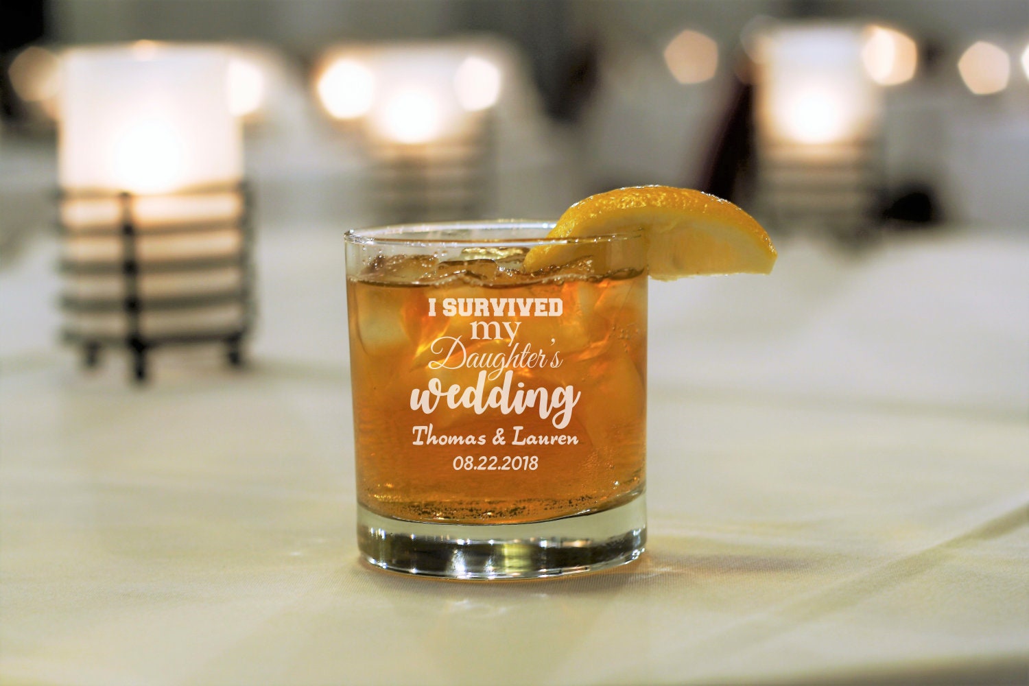 I Survived My Daughter's Wedding Whiskey Glass, Gift For Parent, Mom, Mother Of The Bride, Father Groom
