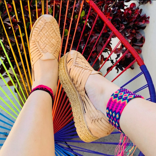 Size 9 Huarache Wedge/Mexican Leather Sandals/Mexican Platforms/Huarache Shoe Fro Woman/Huarache Artesanal Mexicano/ Boho Hippie Sandals