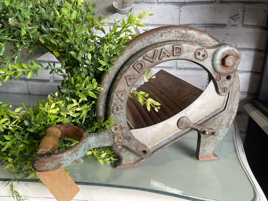 Rustic Primitive Raadvad Bread Cutter, Cabbage Slicer, Rusty, Chippy Paint, Kitchen Decor, Farmhouse, Cottage, Cook Book Holder
