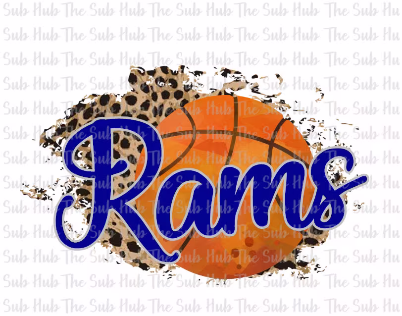 Rams Basketball | Ready To Press Sublimation Transfer Shirt Design Cheetah, Leopard