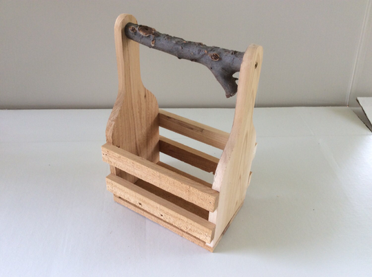 Cedar Wood Drink Caddy, Rustic Handle, Beer Soda Carrier, 6-Pack