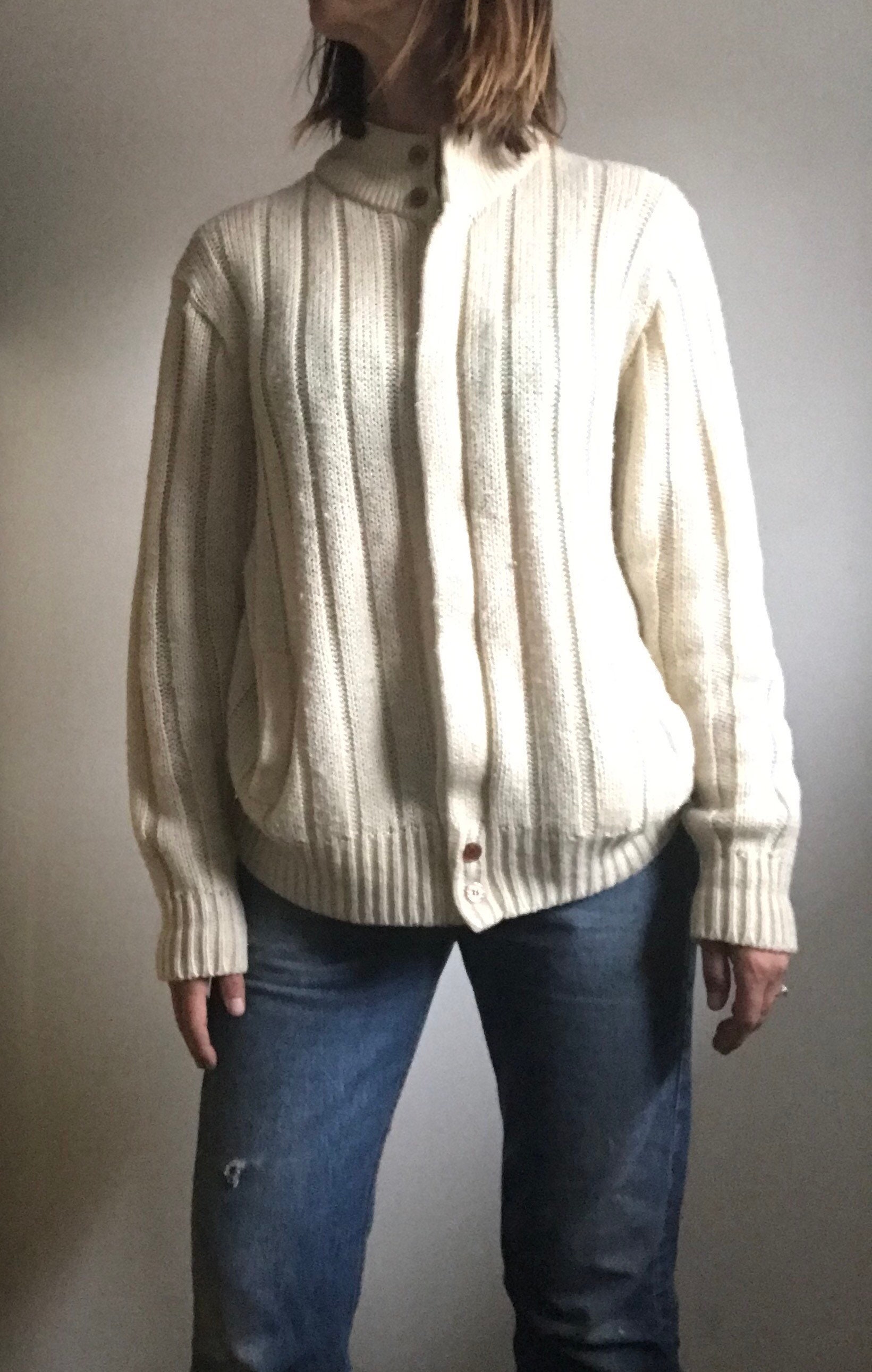 Vintage Eagle Point Wool Blend Zip Up Cardigan Medium