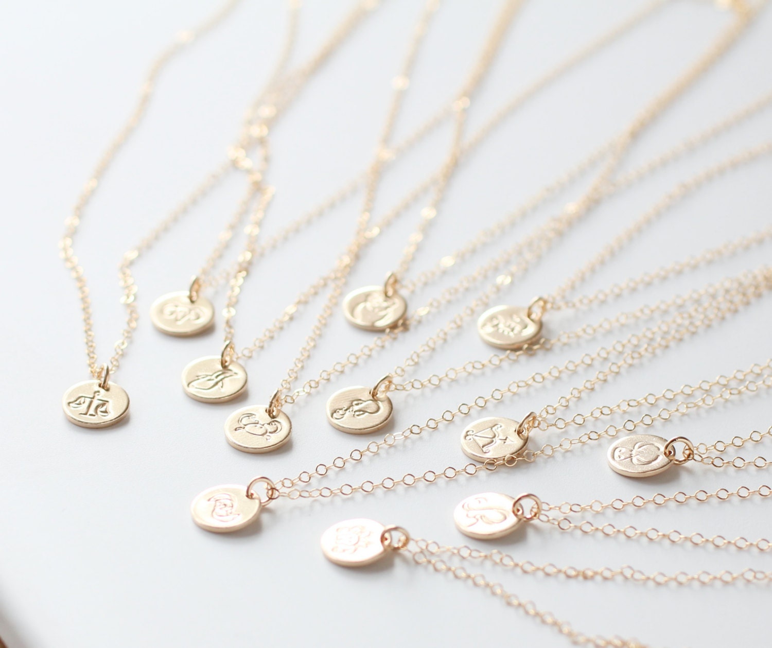 Aquarius Necklace, Zodiac Gold Jewelry, February Birthday Gift, Sign, Dainty, Small Charm
