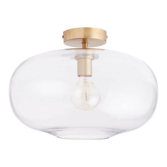 Glass Orb Semi Flush Mount Ceiling Light: White - Linen by World Market