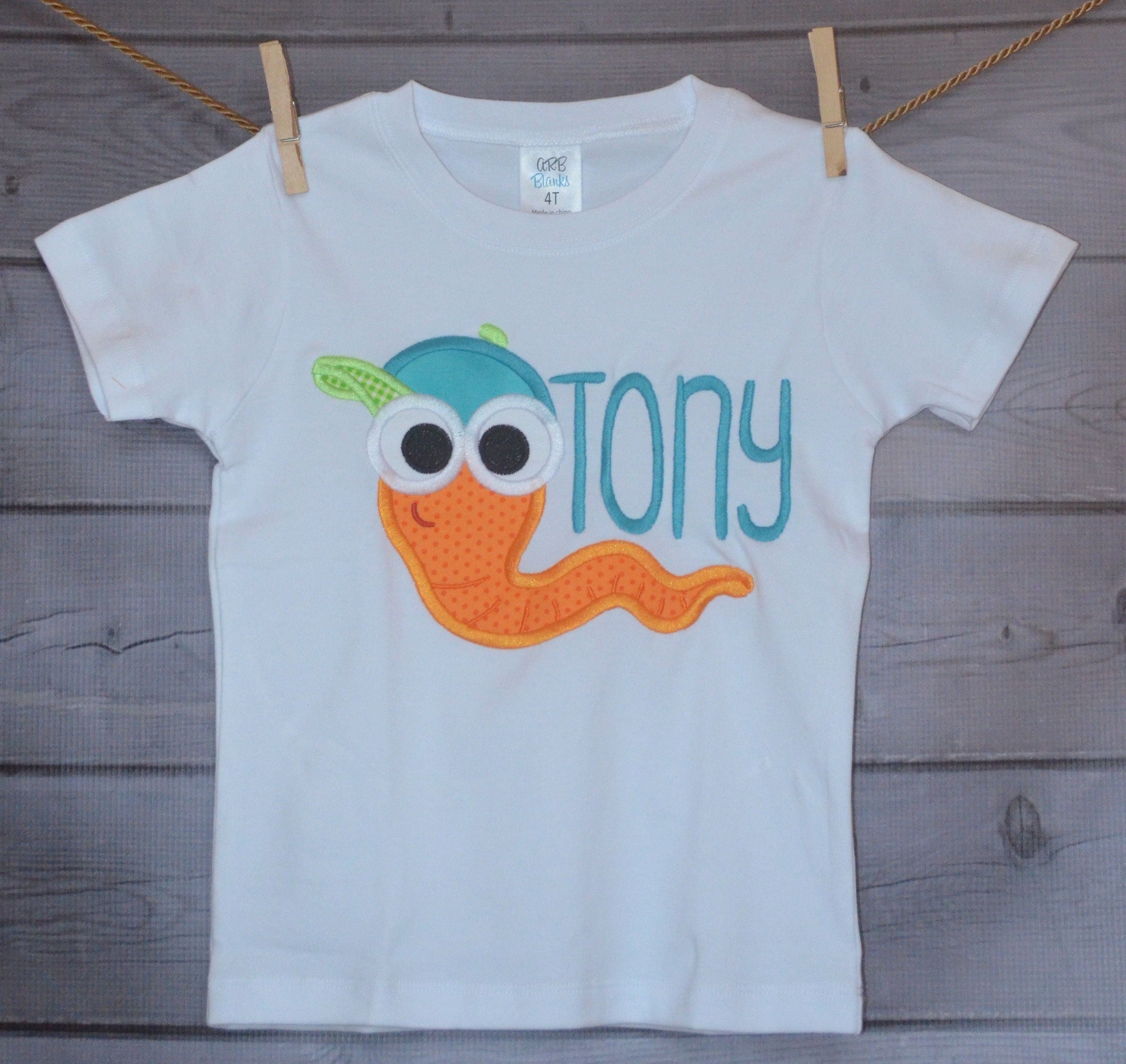 Personalized Big Eyed Worm Snail Bug Firefly Grasshopper Patch Applique Shirt Or Bodysuit Boy Girl