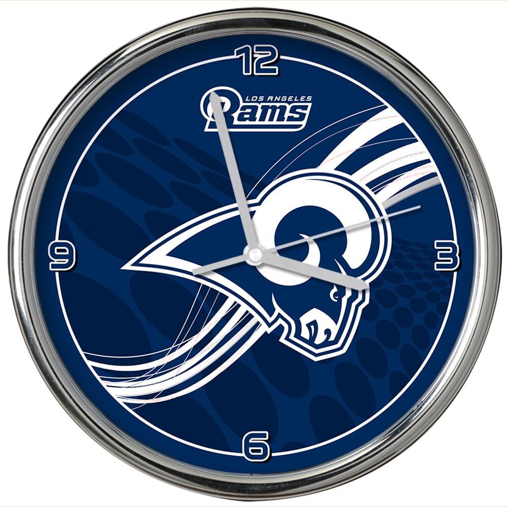 The Memory Company Los Angeles Rams Analog Round Wall Clock in Chrome | NFL-LAR-2654