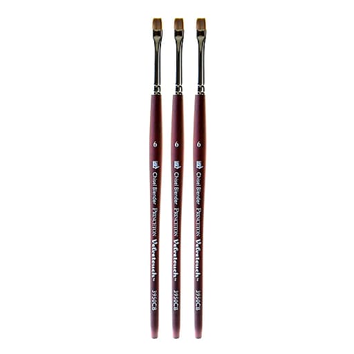 Princeton Velvetouch Mixed Media Brushes 6 chisel blender [Pack of 3] (PK3-3950CB-6)