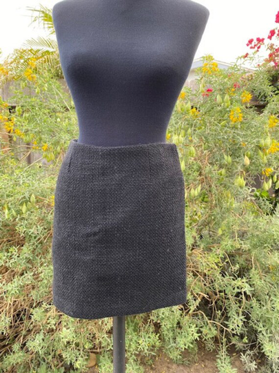 United Colors Of Benetton 1990's Wool-Blend Black Mini Skirt