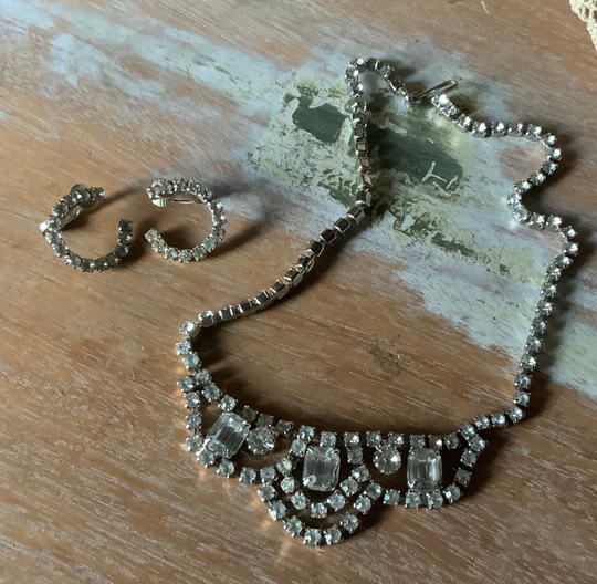 Chunky Rhinestone Necklace & Earrings