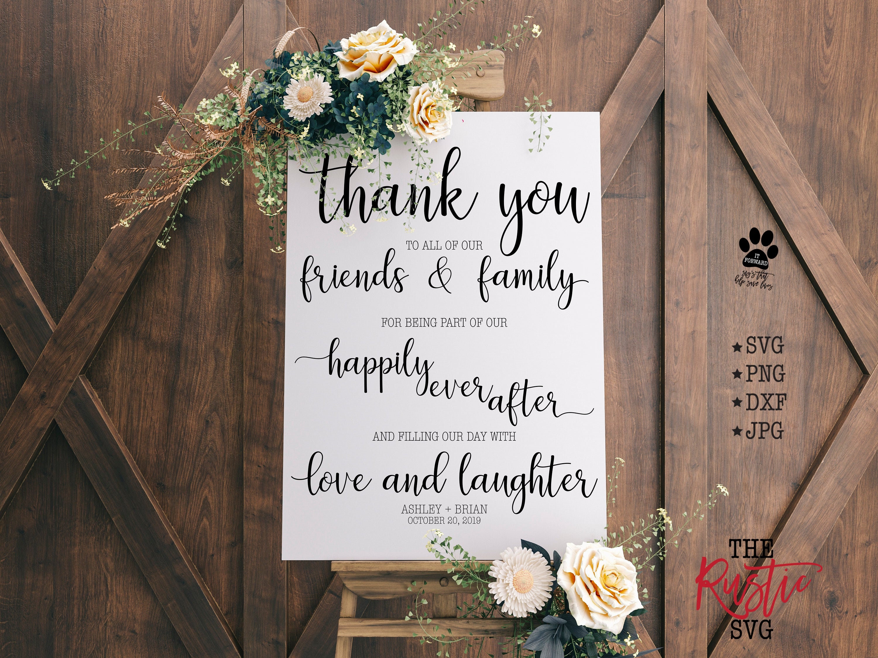 Thank You Wedding Sign, To All Of Our Friends & Family, Printable You, Personalized Svg, Svg, Png, 005