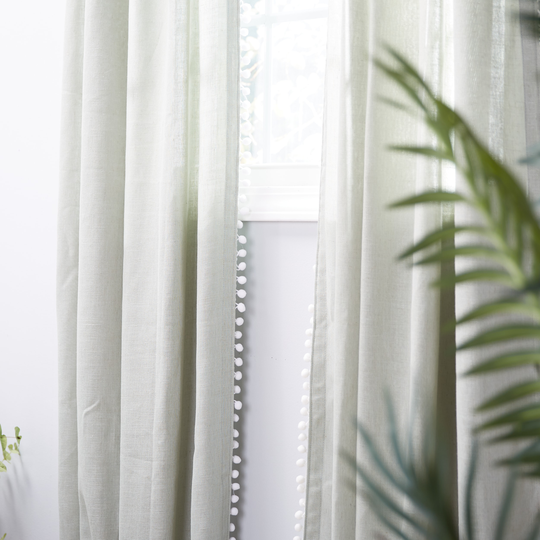 allen + roth 95-in Seagreen Polyester Blend Light Filtering Back Tab Single Curtain Panel | X854.04795ZBG