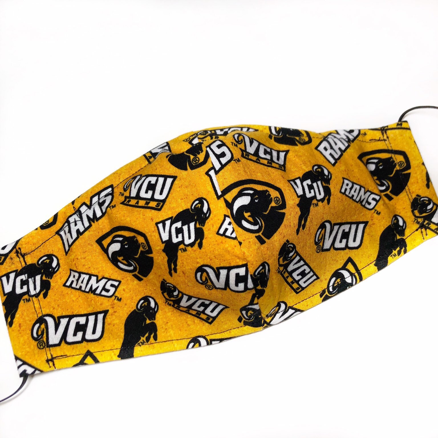 Vcu Face Mask - 3 Layer Pocket Mask- Adjustable Ear Straps Nose Wire Rams Virginia