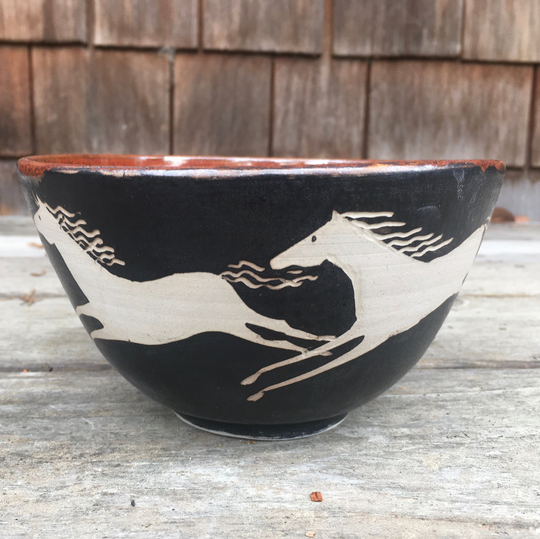 Running Horses Bowl, Ramen Black & White Bowl