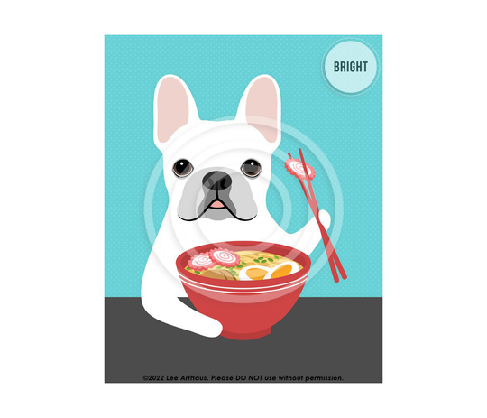 551Dp Ramen Art - White French Bulldog Eating Wall Frenchie Mom Gifts Decor Lover Dog Print